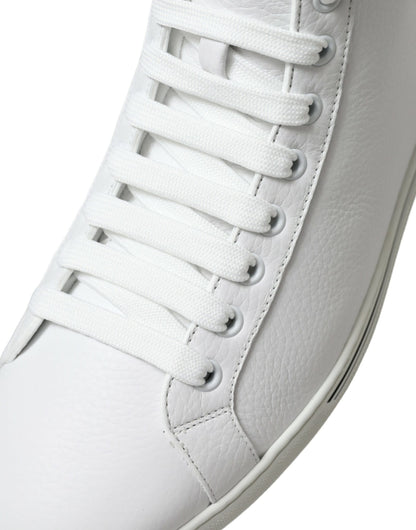  - Elegant White Leather High Top Sneakers