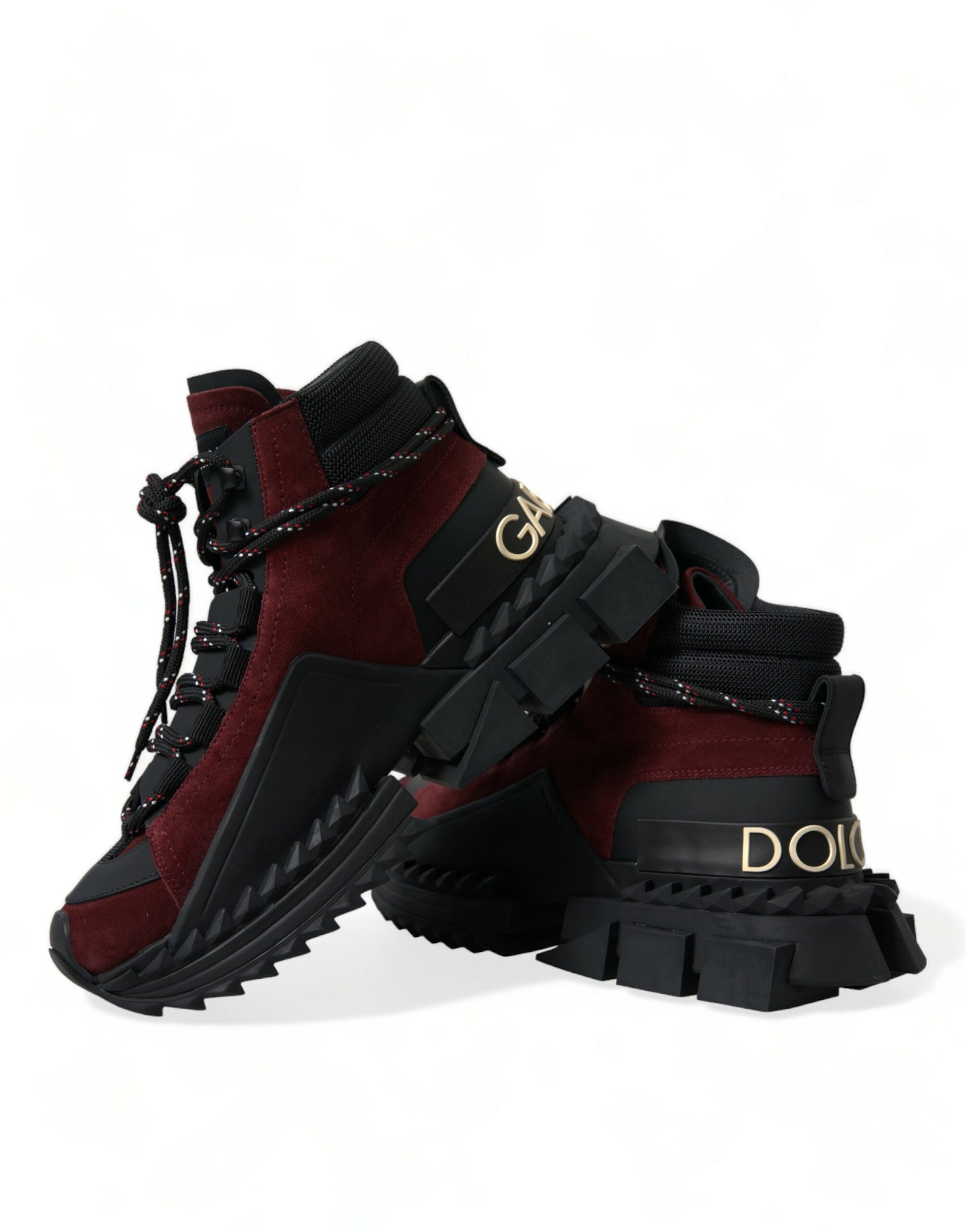 Burgundy Leather Super King High Top Sneakers