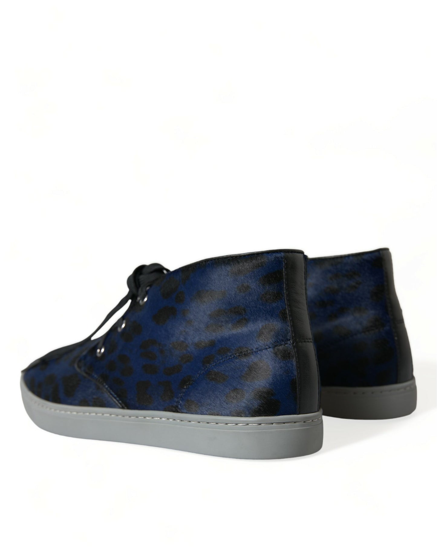  - Chic Blue Leopard Print Mid-Top Sneakers