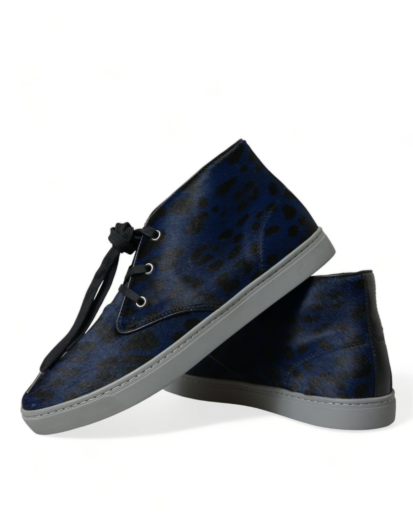  - Chic Blue Leopard Print Mid-Top Sneakers