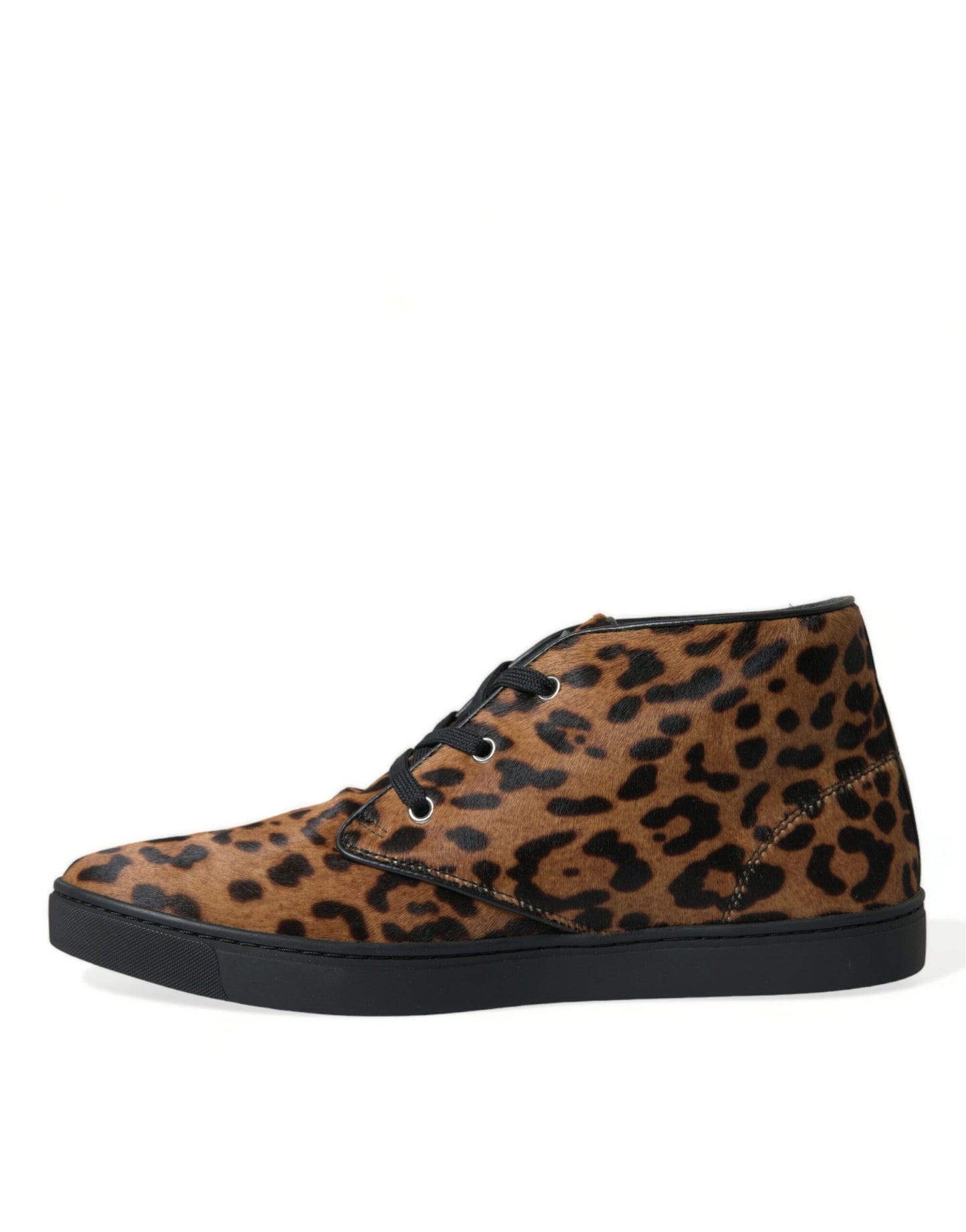  - Elegant Leopard Print Mid-Top Sneakers