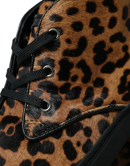  - Elegant Leopard Print Mid-Top Sneakers