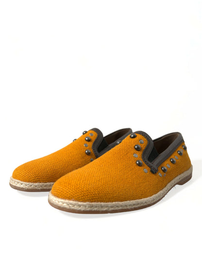  - Exclusive Orange Canvas Loafers with Studs