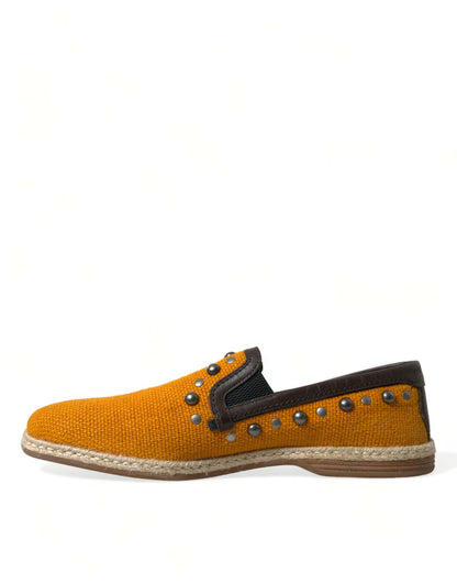  - Exclusive Orange Canvas Loafers with Studs