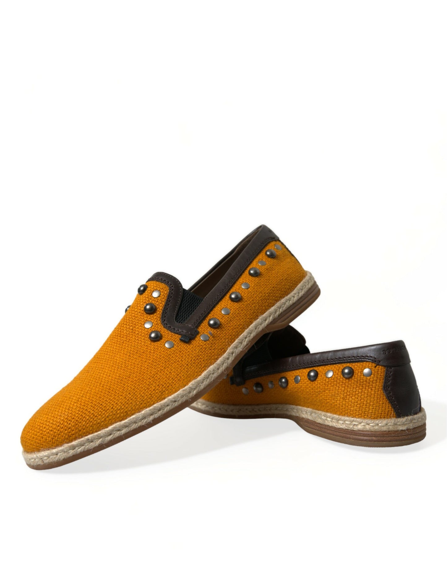  - Exclusive Orange Canvas Loafers with Studs