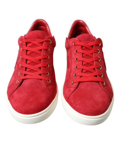  - Elegant Red & White Low Top Sneakers