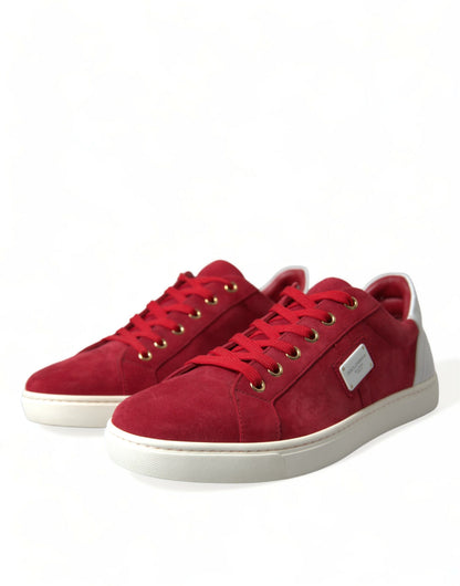  - Elegant Red & White Low Top Sneakers