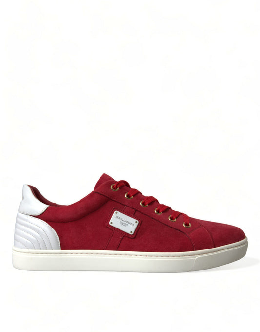  - Elegant Red & White Low Top Sneakers