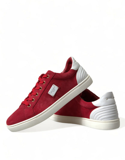  - Elegant Red & White Low Top Sneakers