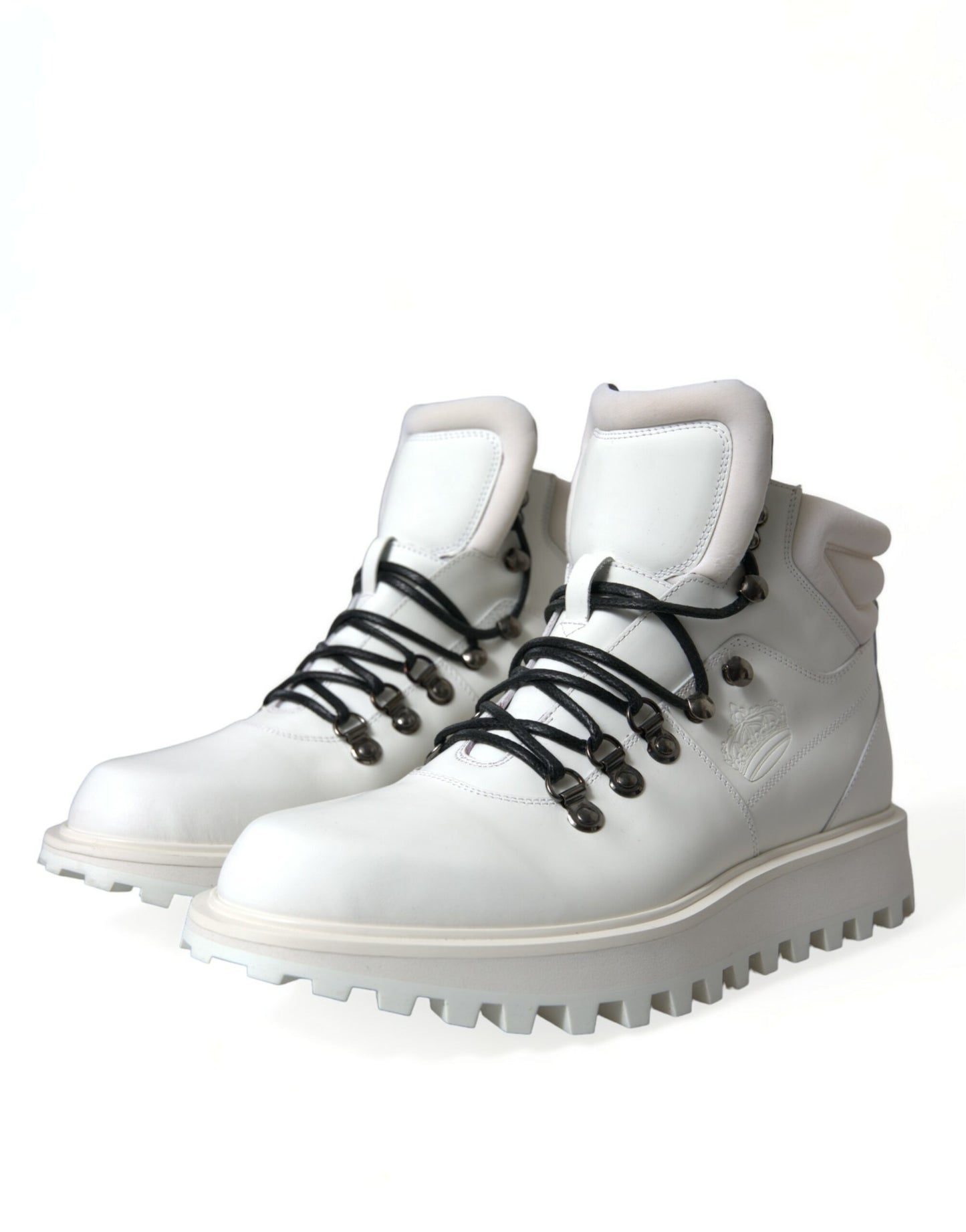  - Elegant White Leather Ankle Boots