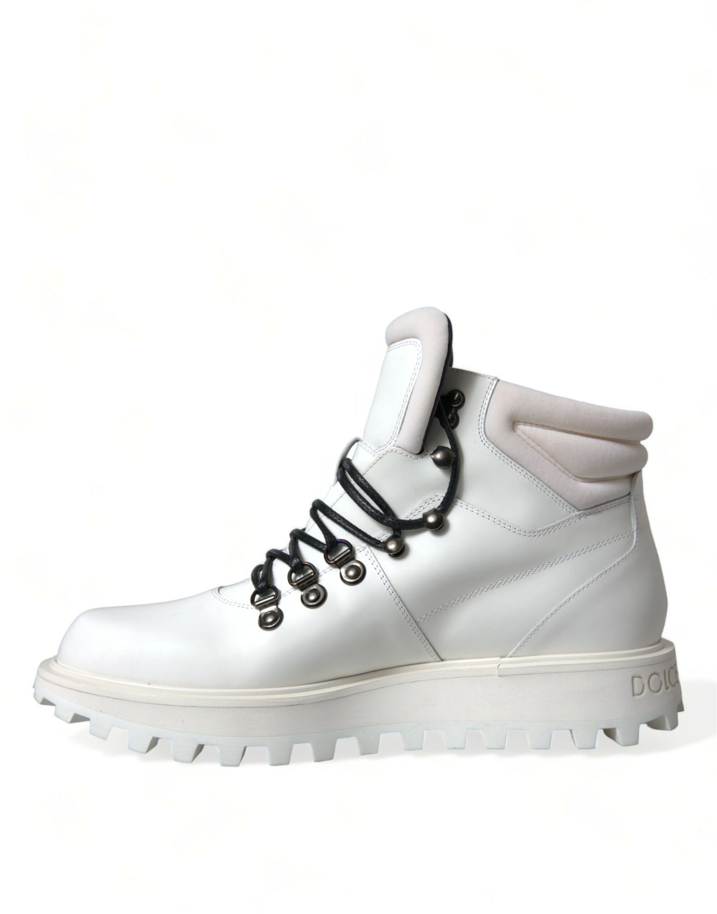  - Elegant White Leather Ankle Boots