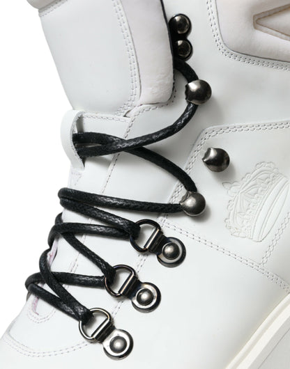  - Elegant White Leather Ankle Boots