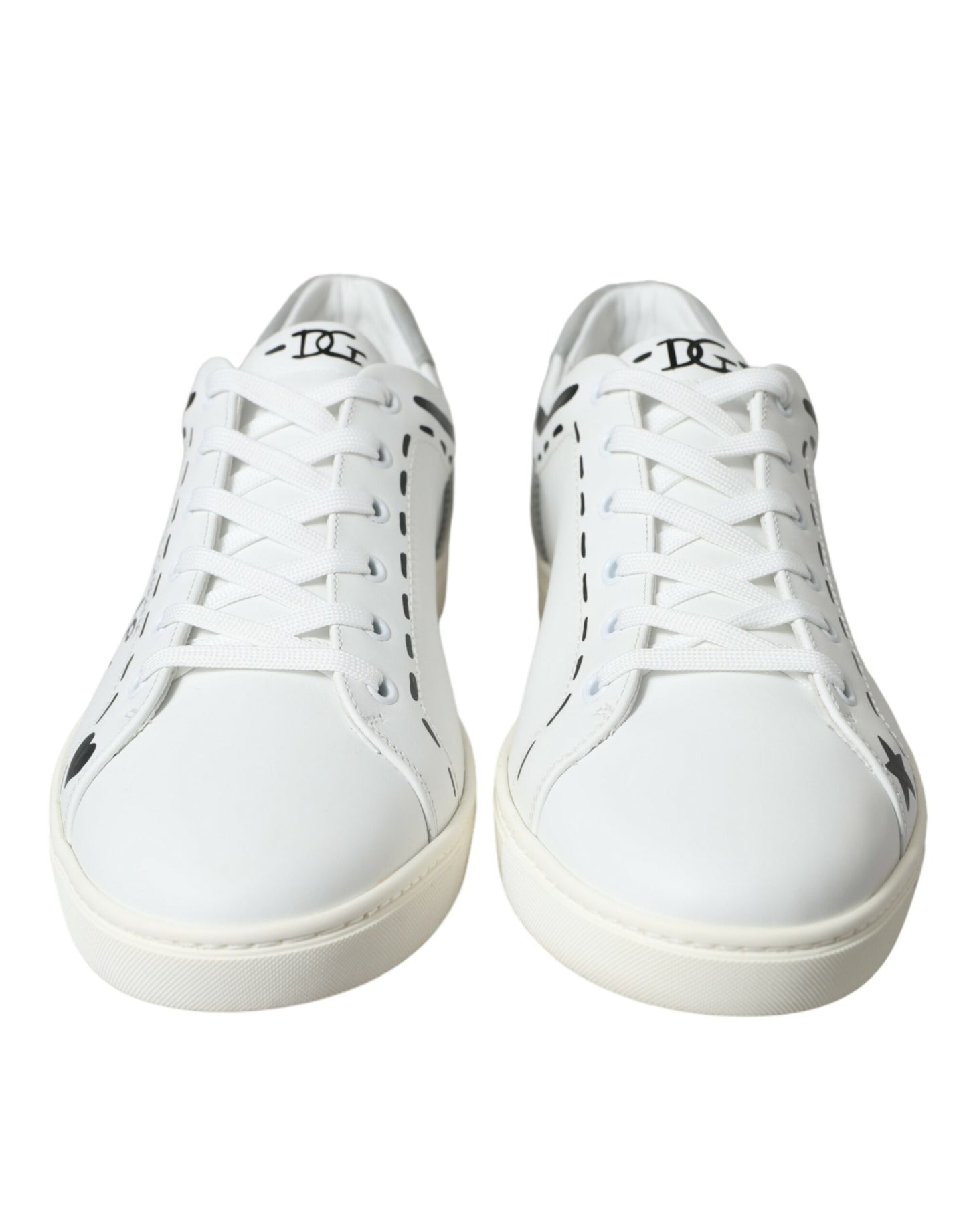  - Elegant White Calfskin Leather Sneakers