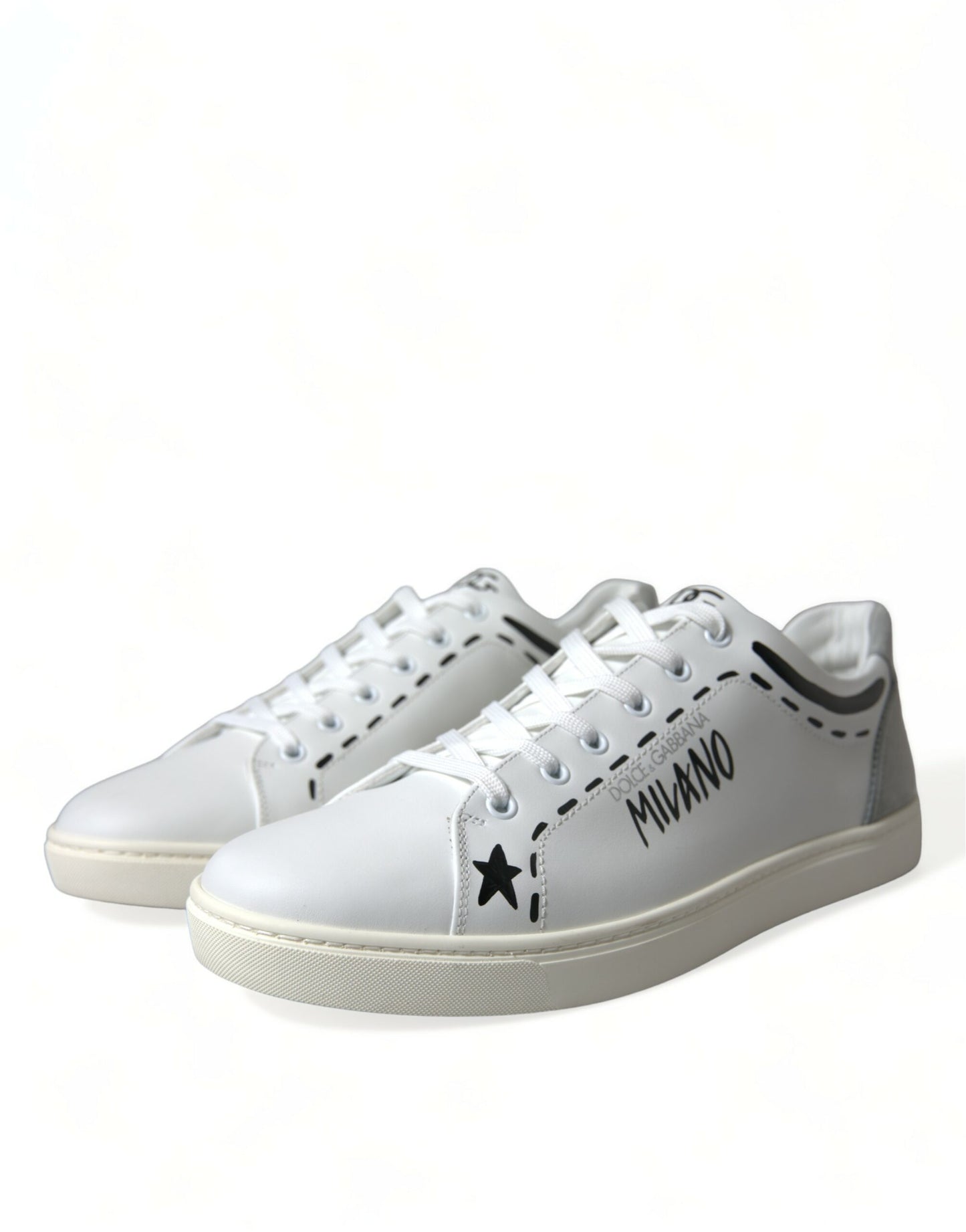  - Elegant White Calfskin Leather Sneakers