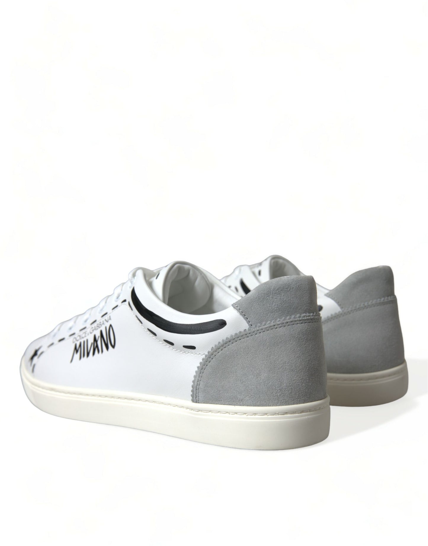  - Elegant White Calfskin Leather Sneakers