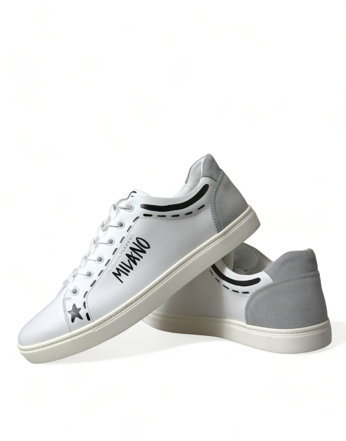  - Elegant White Calfskin Leather Sneakers