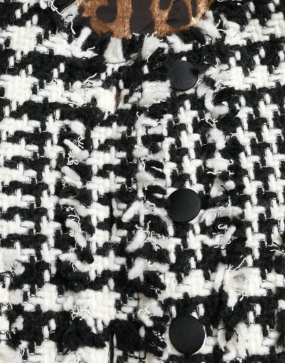  - Elegant Houndstooth Long Trench Coat