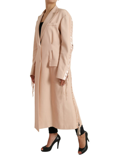  - Elegant Beige Single-Breasted Trench Coat