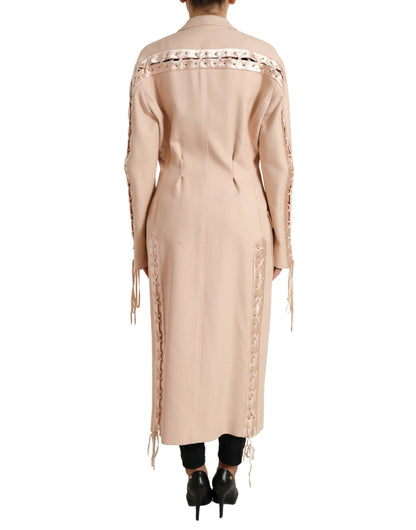  - Elegant Beige Single-Breasted Trench Coat