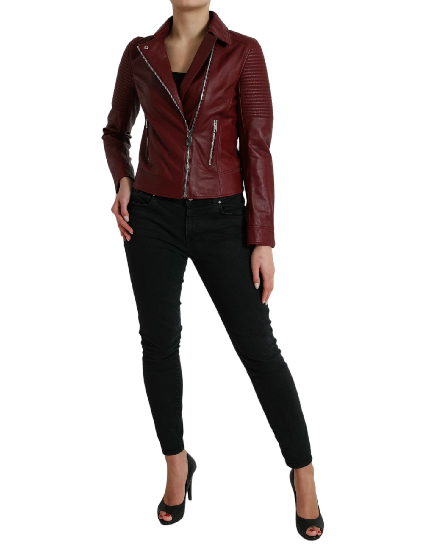 Bordeaux Biker Leather Jacket - The Luxe Alliance