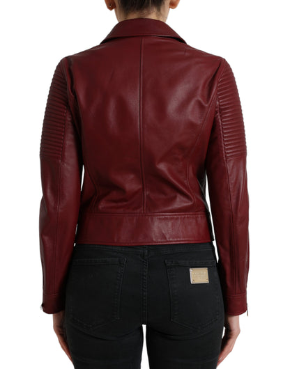 Bordeaux Biker Leather Jacket - The Luxe Alliance