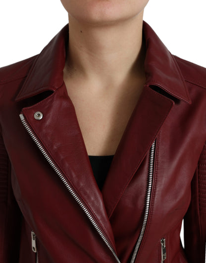 Bordeaux Biker Leather Jacket - The Luxe Alliance