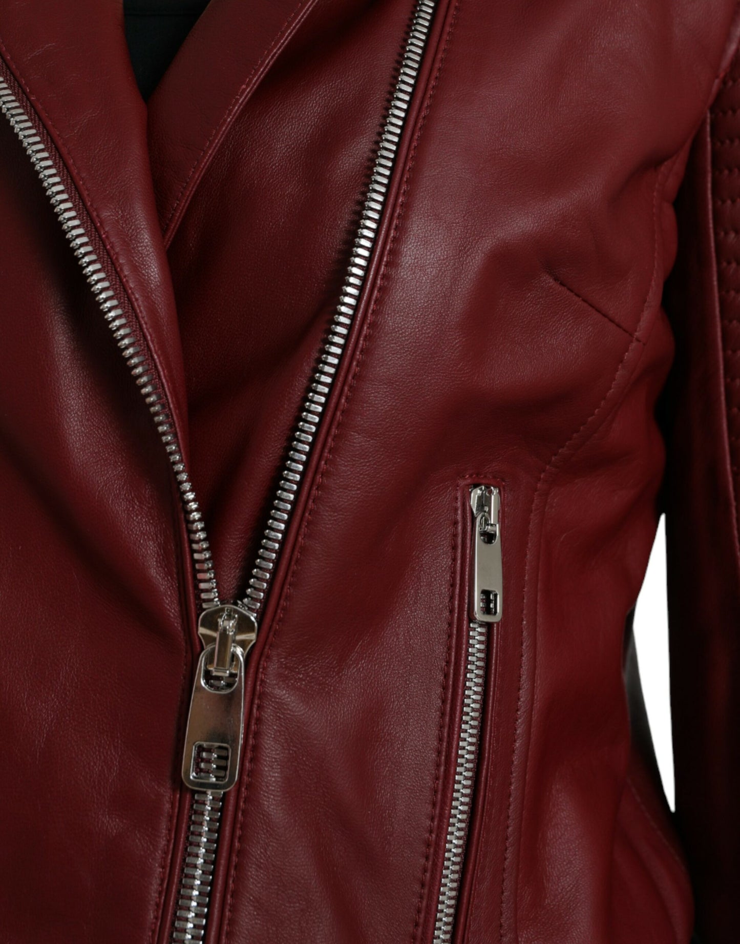 Bordeaux Biker Leather Jacket - The Luxe Alliance