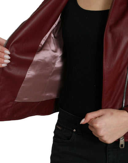 Bordeaux Biker Leather Jacket - The Luxe Alliance