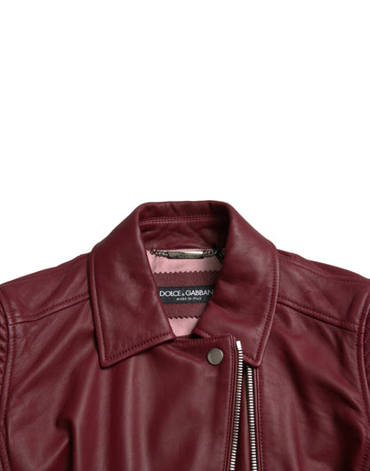 Bordeaux Biker Leather Jacket - The Luxe Alliance