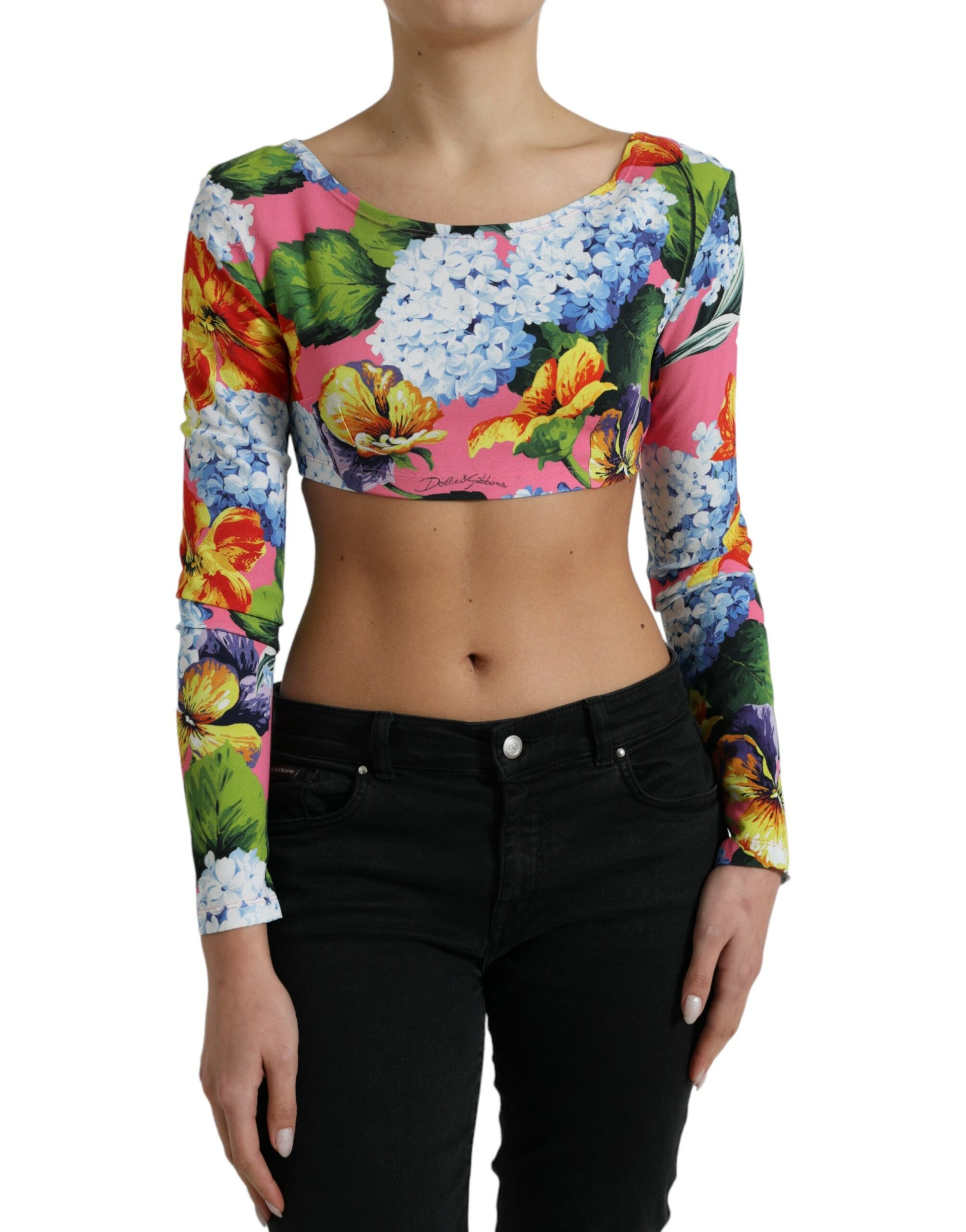 Floral Elegance Cropped Blouse by Dolce & Gabbana