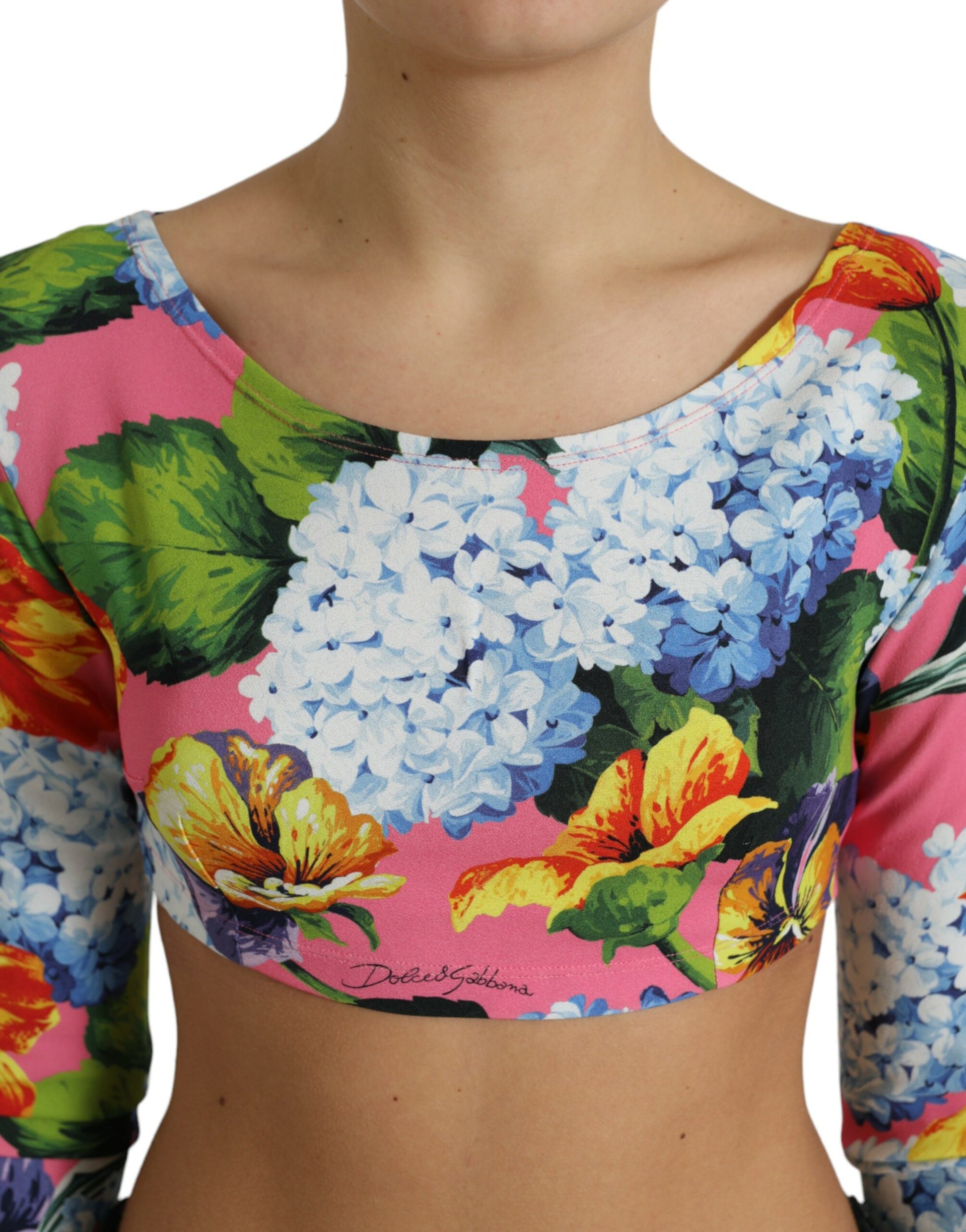 Floral Elegance Cropped Blouse by Dolce & Gabbana