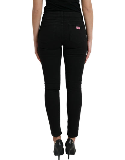  - Elegant Black Mid-Waist Stretch Jeans