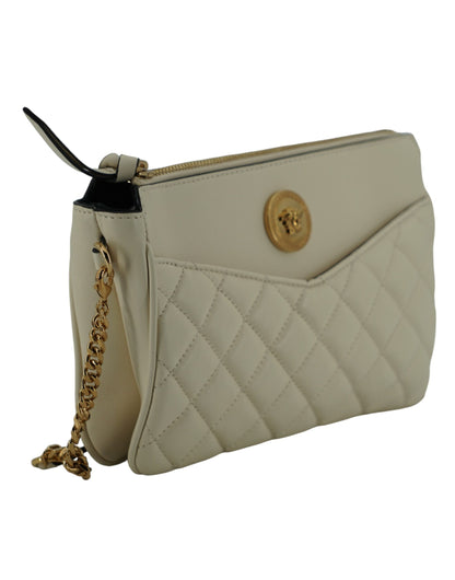  - Elegant White Lamb Leather Crossbody Pouch