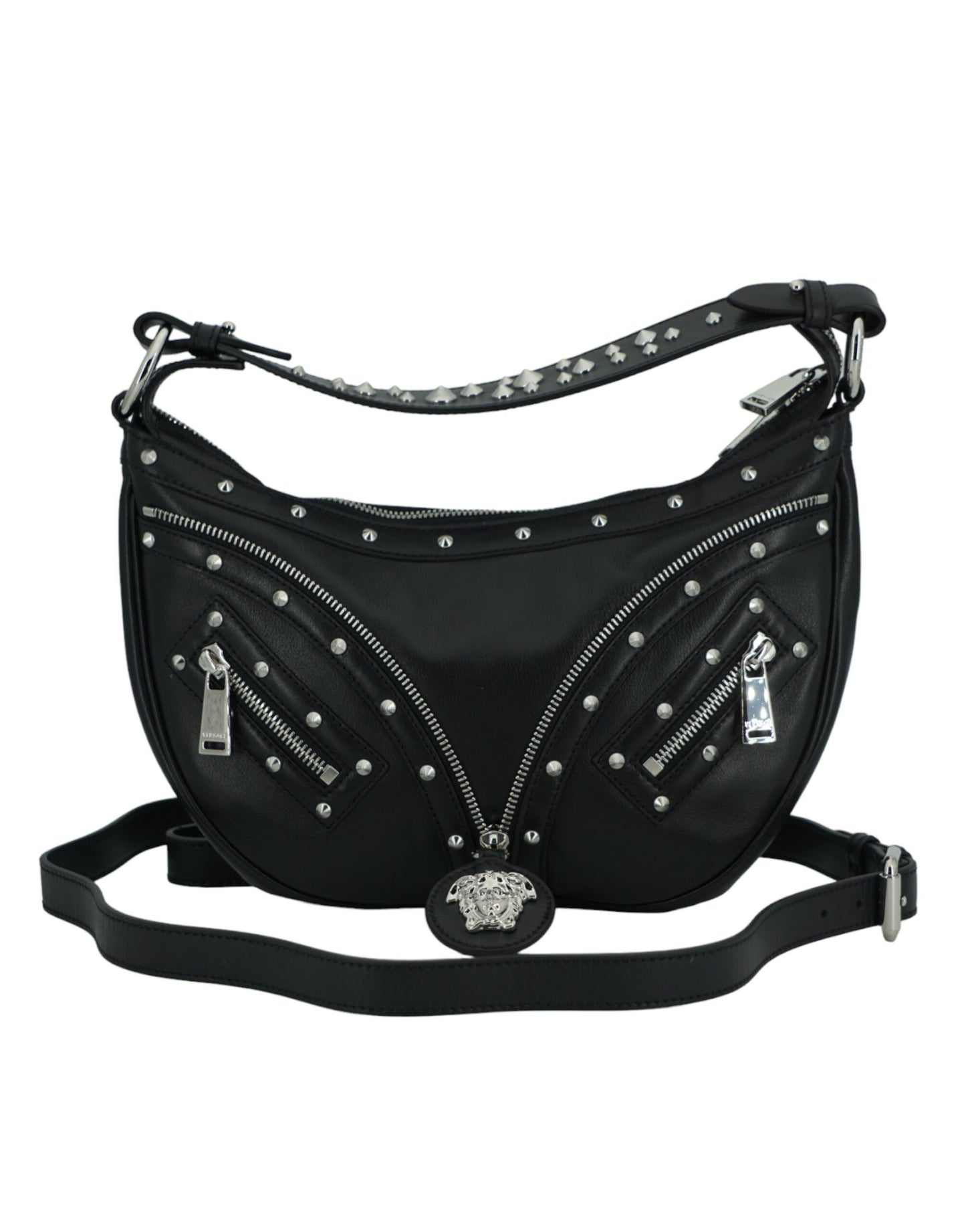  - Elegant Black Leather Hobo Shoulder Bag