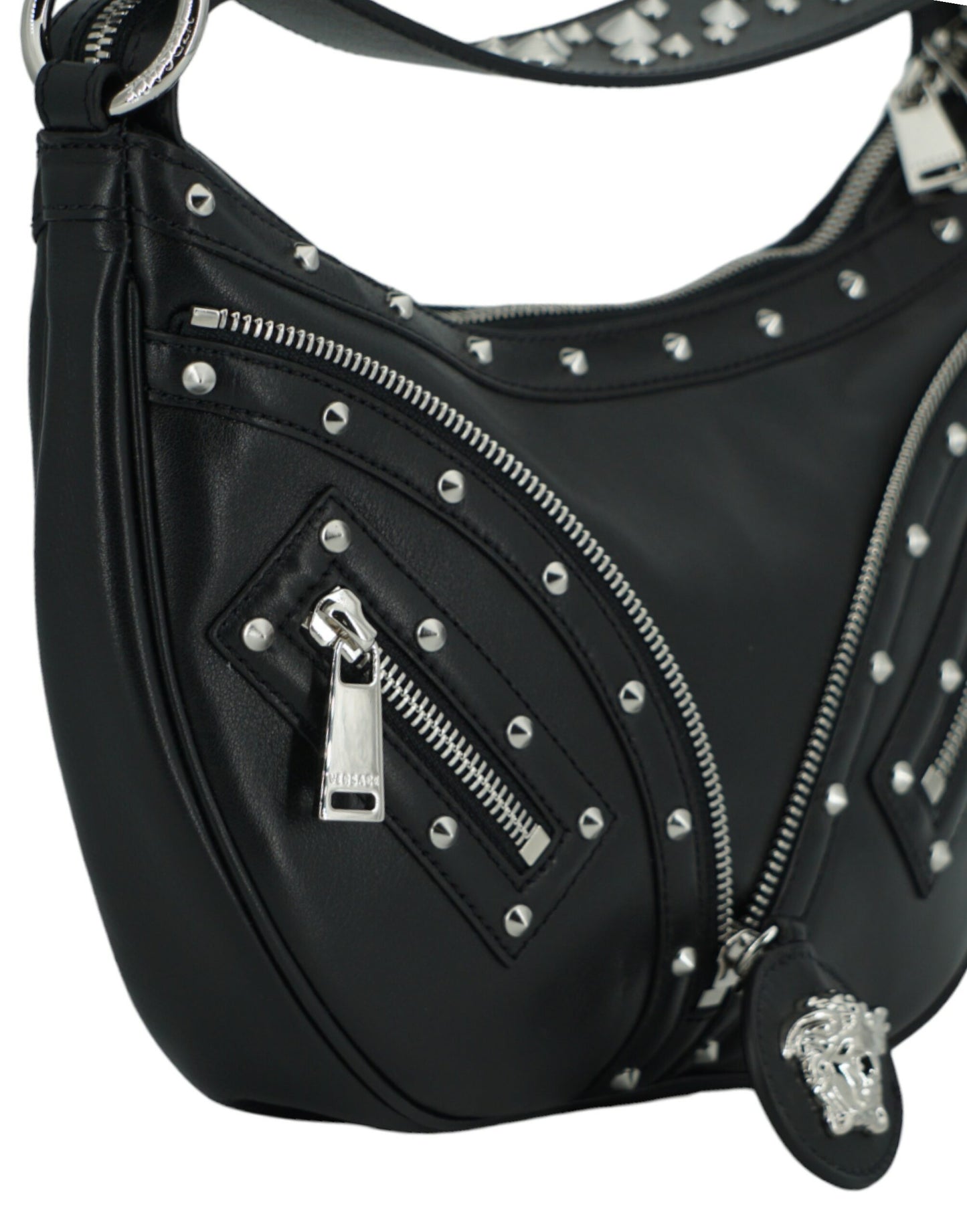  - Elegant Black Leather Hobo Shoulder Bag