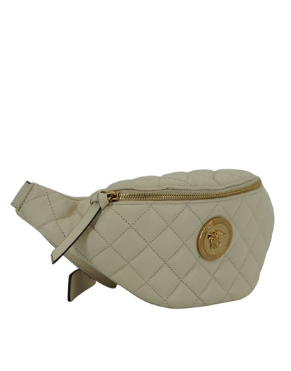  - Elegant White Lamb Leather Belt Bag