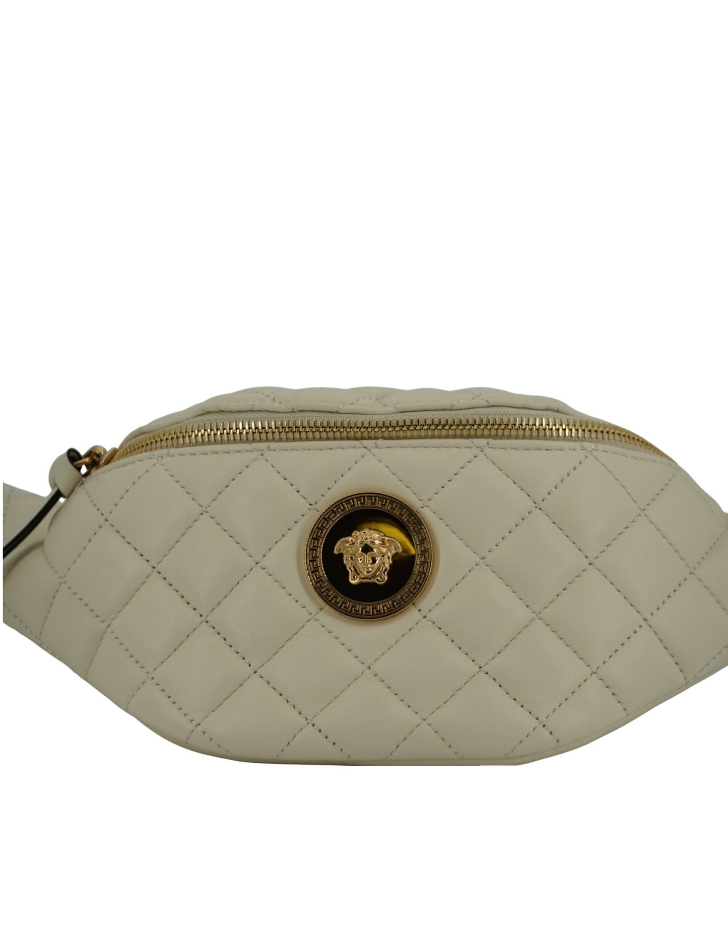  - Elegant White Lamb Leather Belt Bag