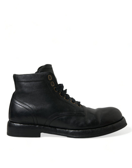  - Elegant Black Horse Leather Ankle Boots