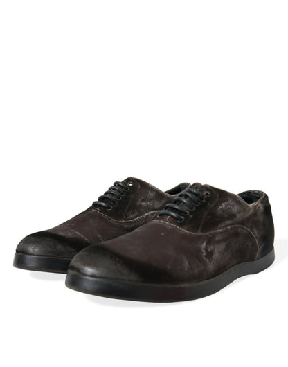  - Elegant Brown Velvet Oxford Lace-up Shoes