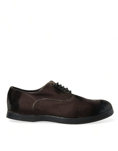  - Elegant Brown Velvet Oxford Lace-up Shoes