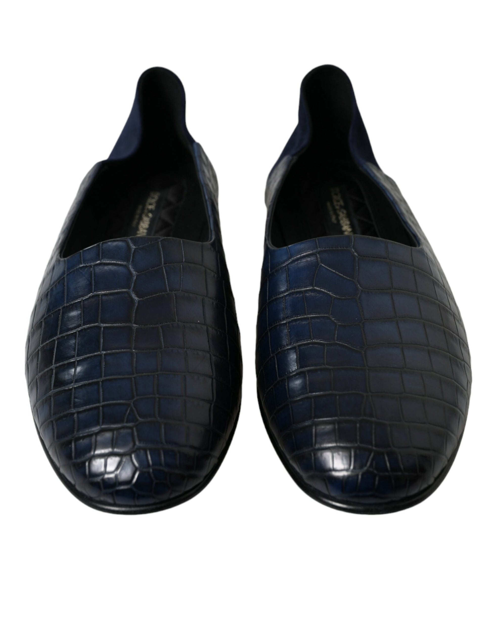 Elegant Blue Crocodile Leather Loafers by Dolce & Gabbana