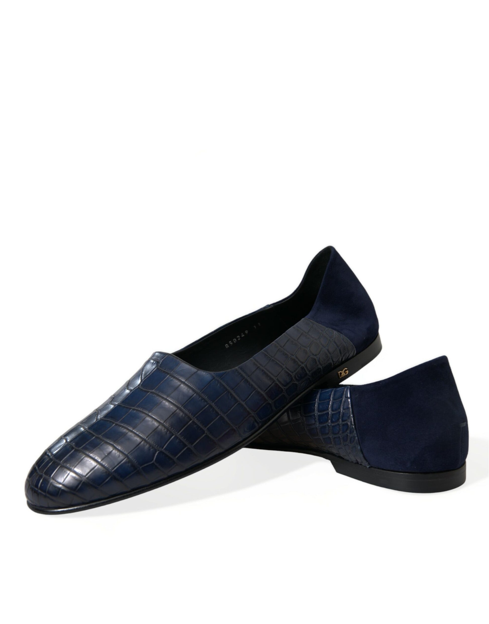 Elegant Blue Crocodile Leather Loafers by Dolce & Gabbana