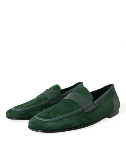  - Emerald Velvet Leather Loafers for Men