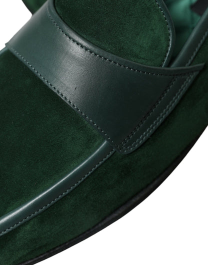  - Emerald Velvet Leather Loafers for Men