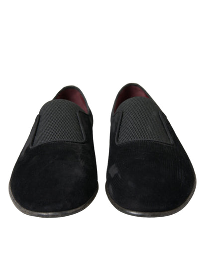  - Elegant Black Velor Loafers for the Discerning Gentleman