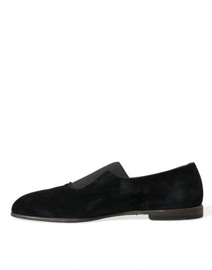  - Elegant Black Velor Loafers for the Discerning Gentleman