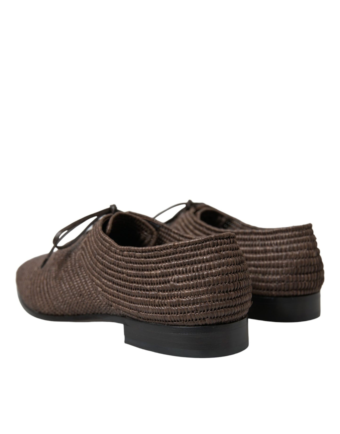  - Elegant Raffia Upper Derby Shoes - Lace Up in Brown