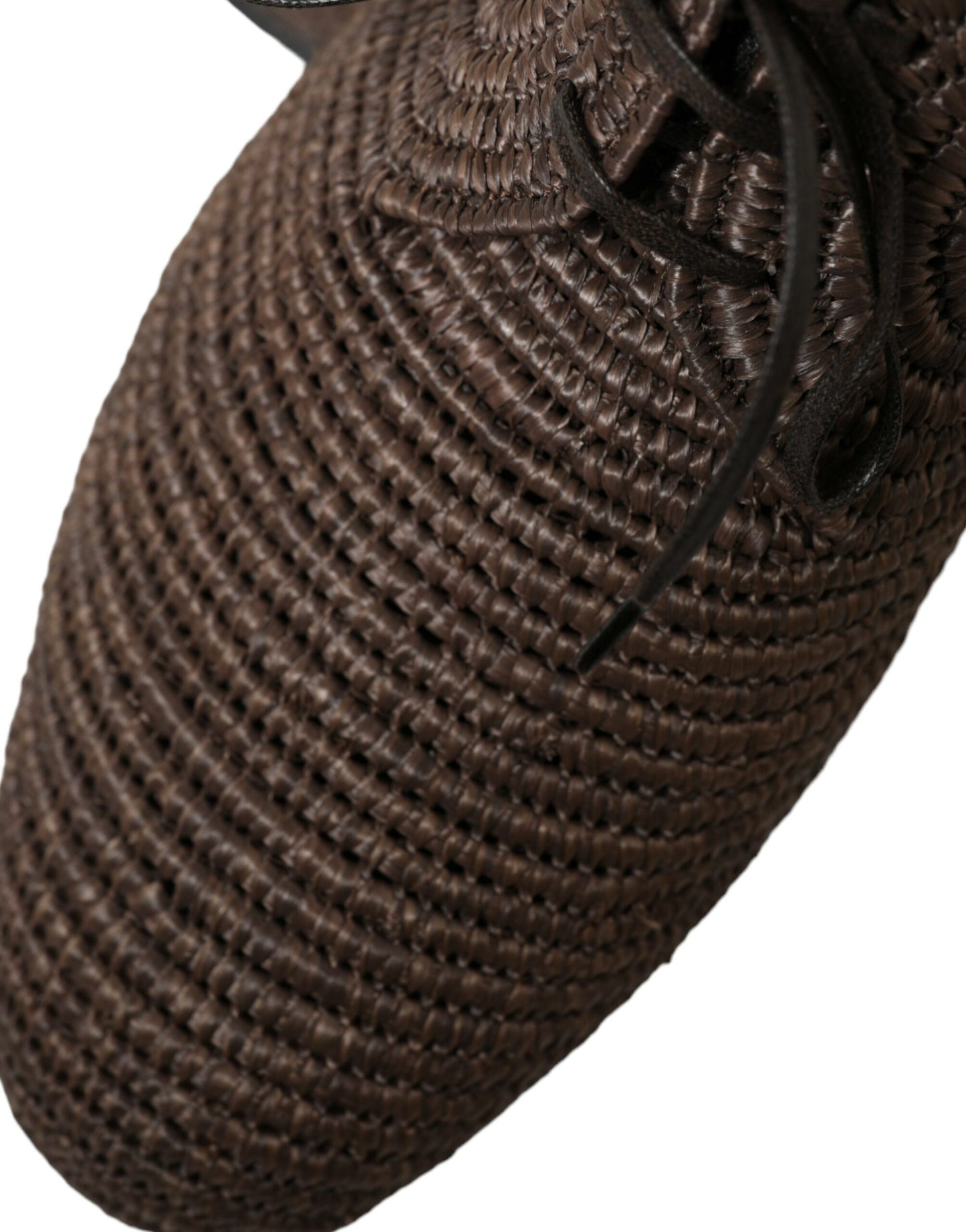  - Elegant Raffia Upper Derby Shoes - Lace Up in Brown