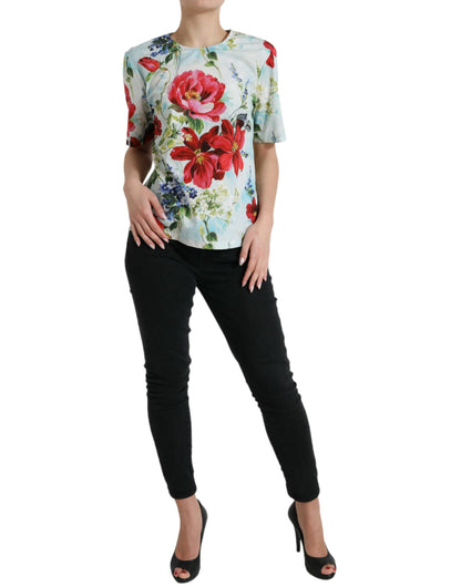  - Chic Floral Round Neck Cotton Top