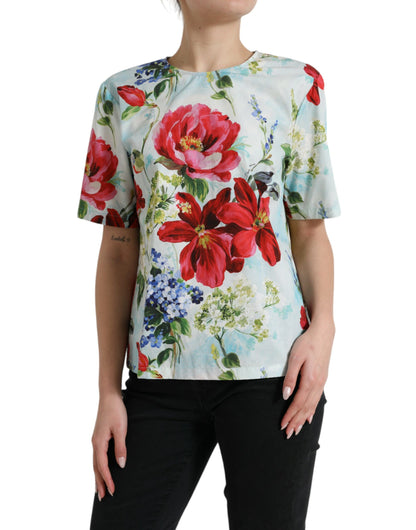  - Chic Floral Round Neck Cotton Top